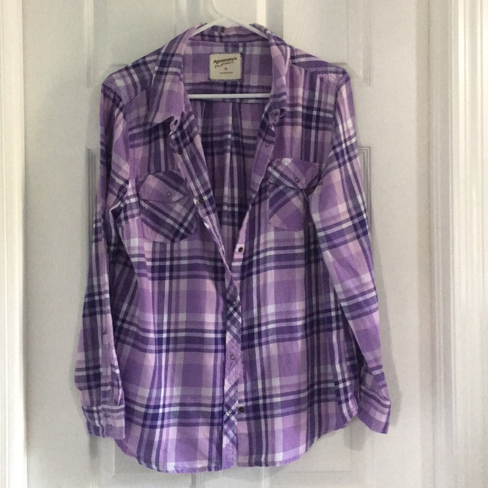 Arizona Jean Co Purple Plaid Shirt